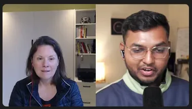 Caroline Lewko and me on a split-screen call