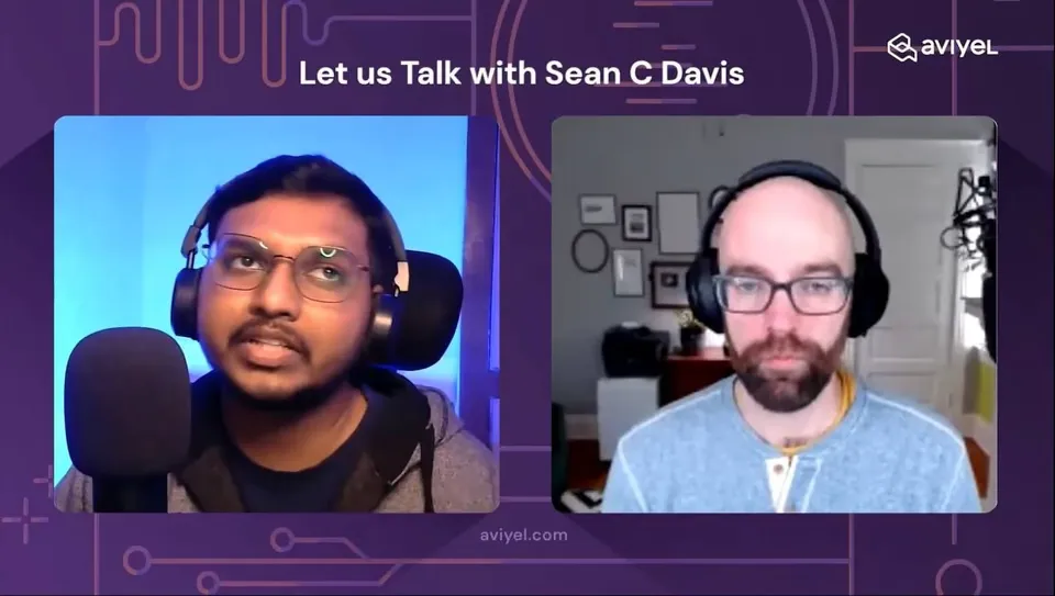 Sean C Davis and me on a split-screen call