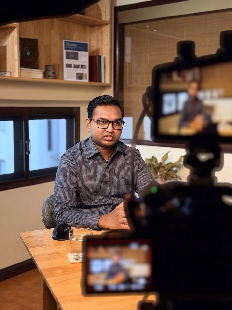 Joshua Poddoku on the set of The Last Reset documentary